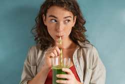 Photo: Keiki drinking a smoothie