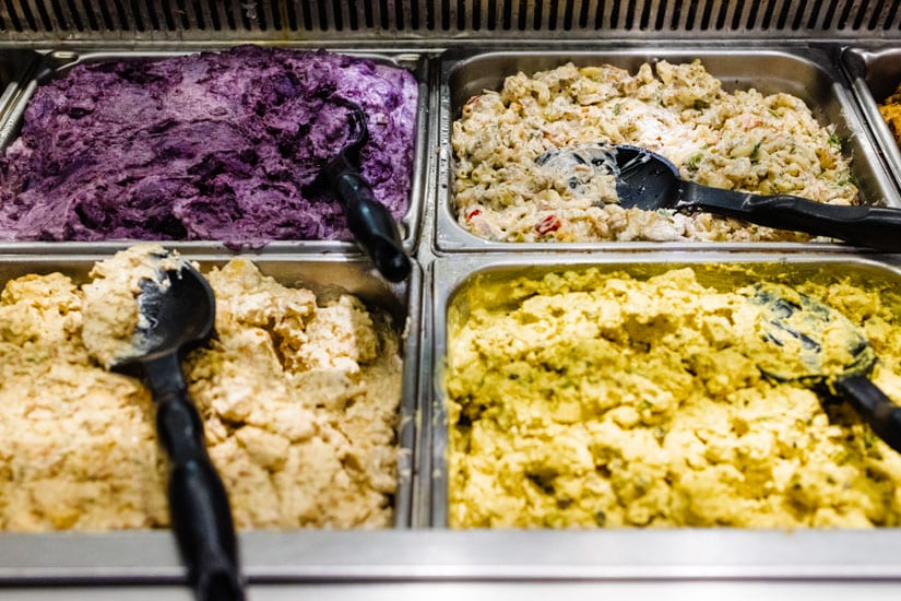 Photo: Colorful mashed potatos in the hot bar