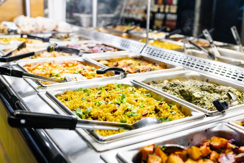 Photo: Rice and vegetables in the hot bar